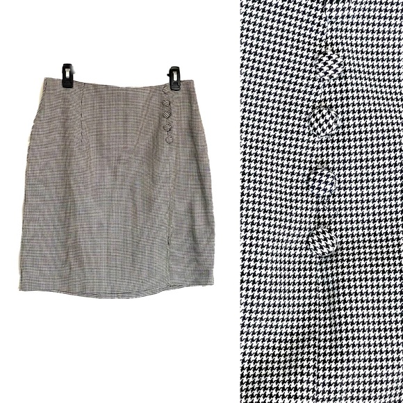 VTG Button Decor Houndstooth Skirt - Picture 5 of 14